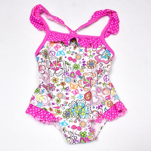 LuvGear Sun Alert Bright Floral Baby Girl's Swimsuit Size 24 Months - Picture 1 of 10